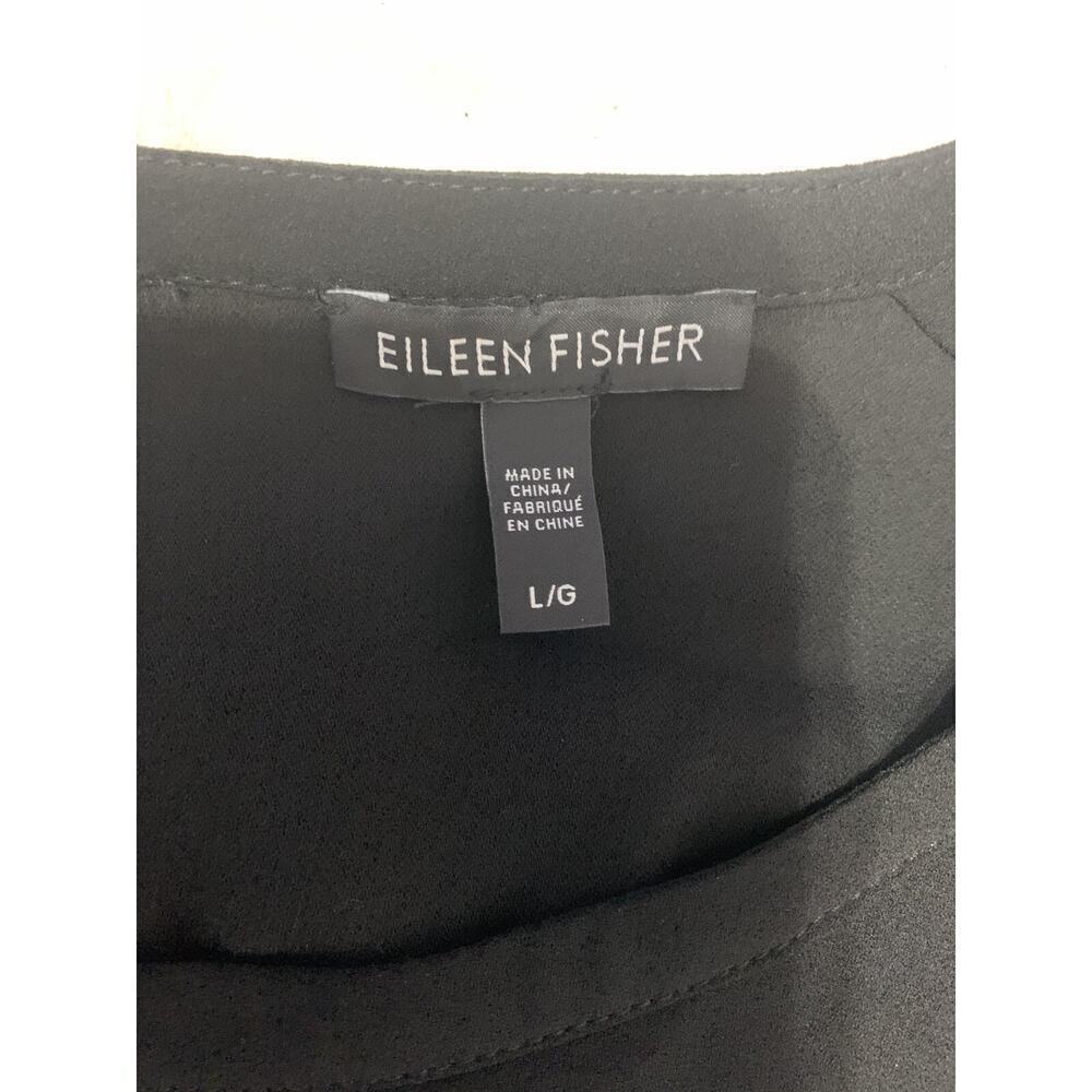 Eileen Fisher Black 100% SIlk Tunic Shift Dress Size large Beaded Lagenlook - Picture 10 of 12